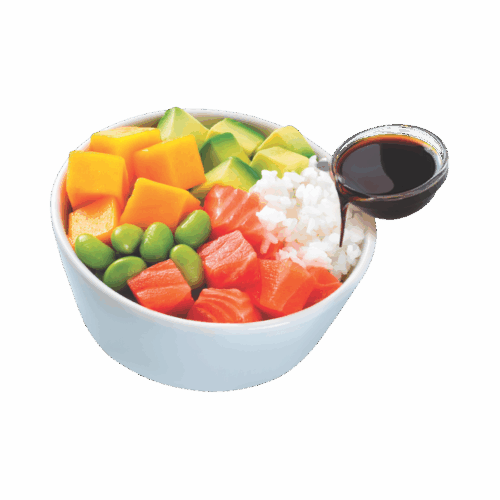Poke bowl saumon avocat sauce yuzu